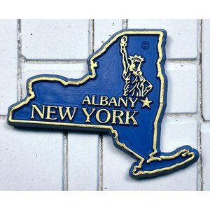Albany New York State Outline Refrigerator Magnet Vintage Statue of Liberty